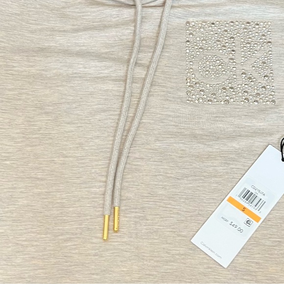 Calvin Klein Women’s Hooded Drawstring Dress with Studded CK Logo Sz S - Picture 9 of 9